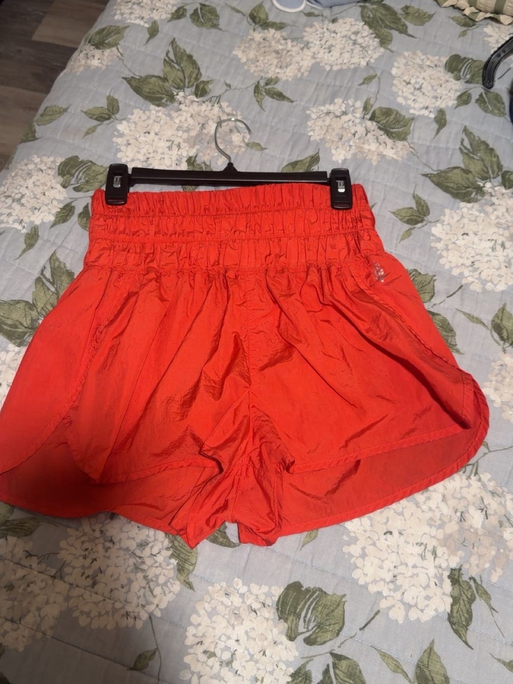 Free People Bright Orange Smocked-Waist Athletic Shorts